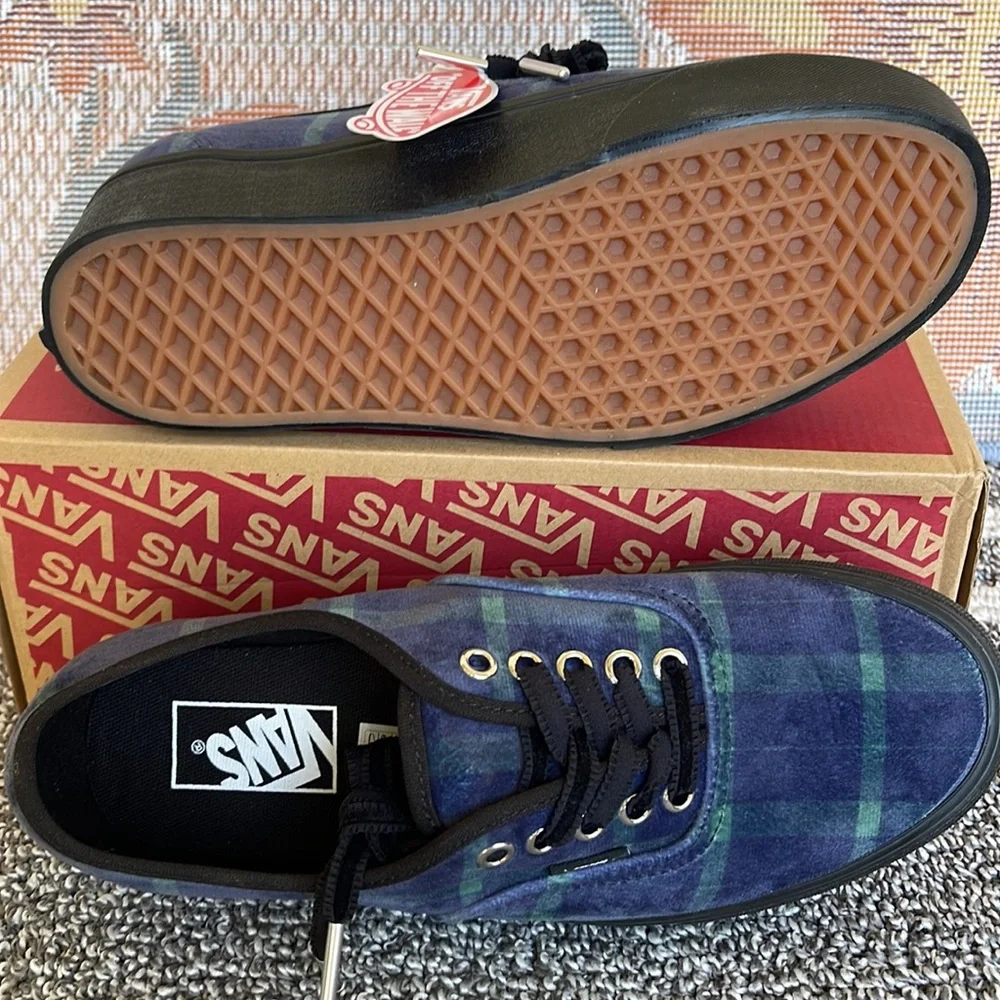 Vans WMNS Authentic Stac Velvet Plaid Green/Black VN0A5KXX203 Sneakers Platforms